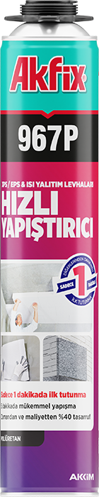 Akfix 967P Profesyonel Hızlı Yapıştırıcı Pu Köpük Hacmi: 750 ml / 850 gr