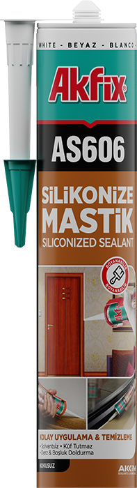 Akfix AS606 Silikonize Mastik Hacmi: 500 gr - Beyaz