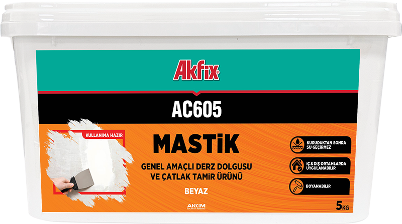 Akfix AC605 Genel Amaçlı Derz Dolgusu Ve Çatlak Tamir Ürünü Hacmi: 5 kg - Beyaz