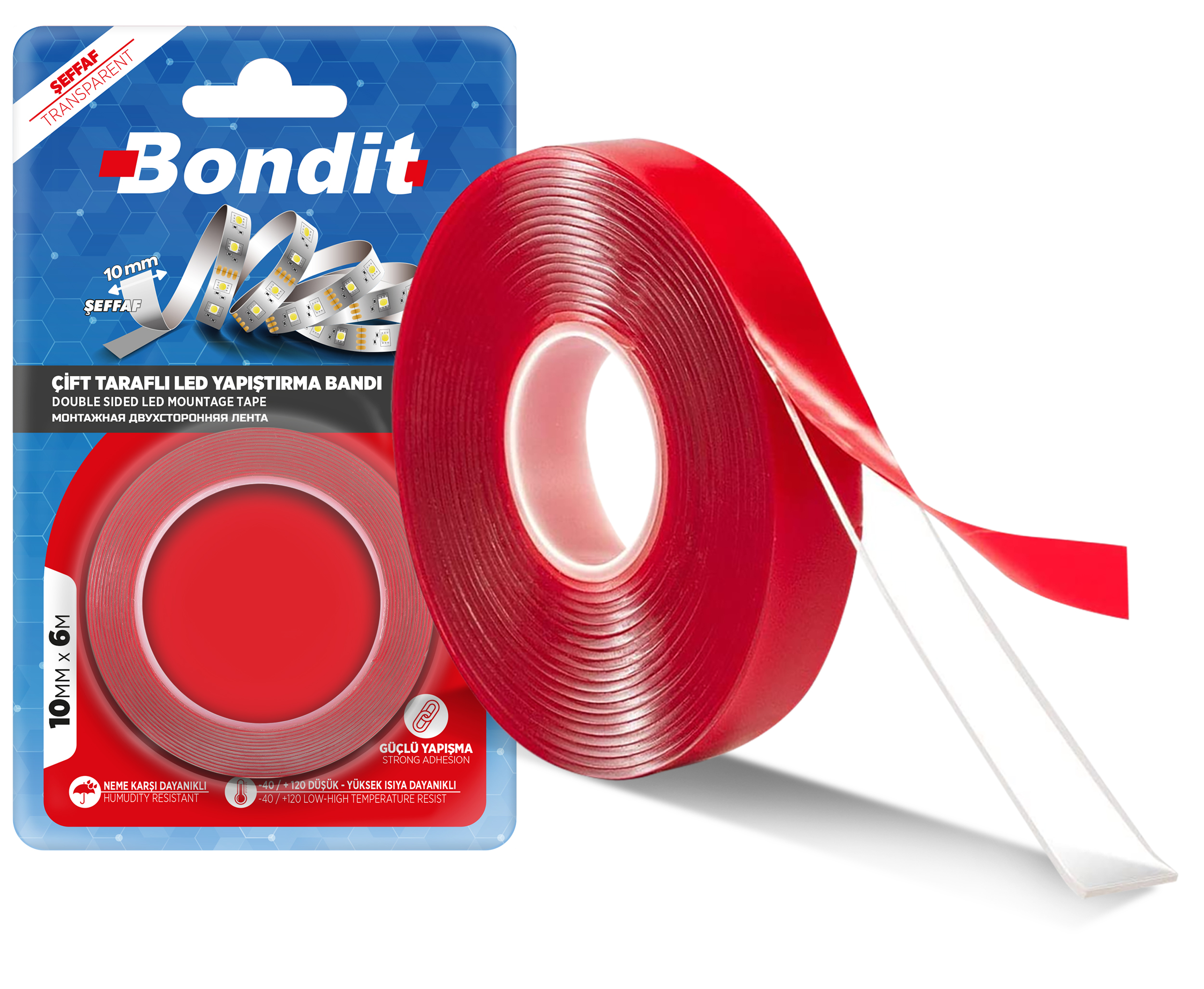 Bondit Şerit Led Yapıştırma Bandı Ölçü : 10mm x 6mt.