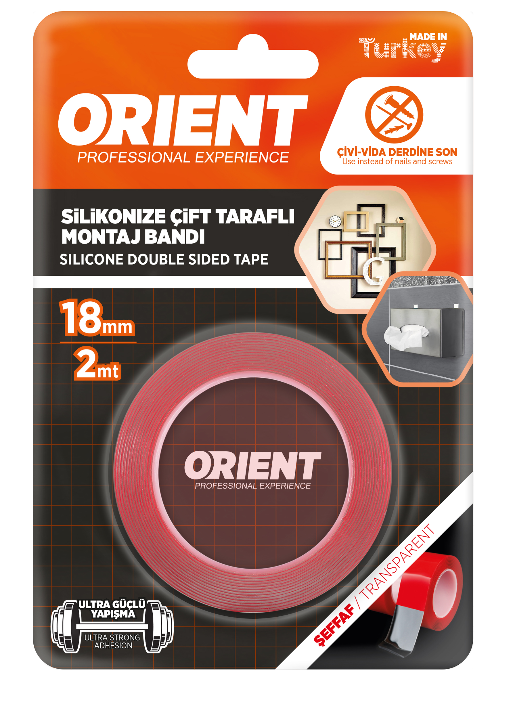 Orient Çift Taraflı Akrilik Bant Ölçü : 18mm x 2 mt.