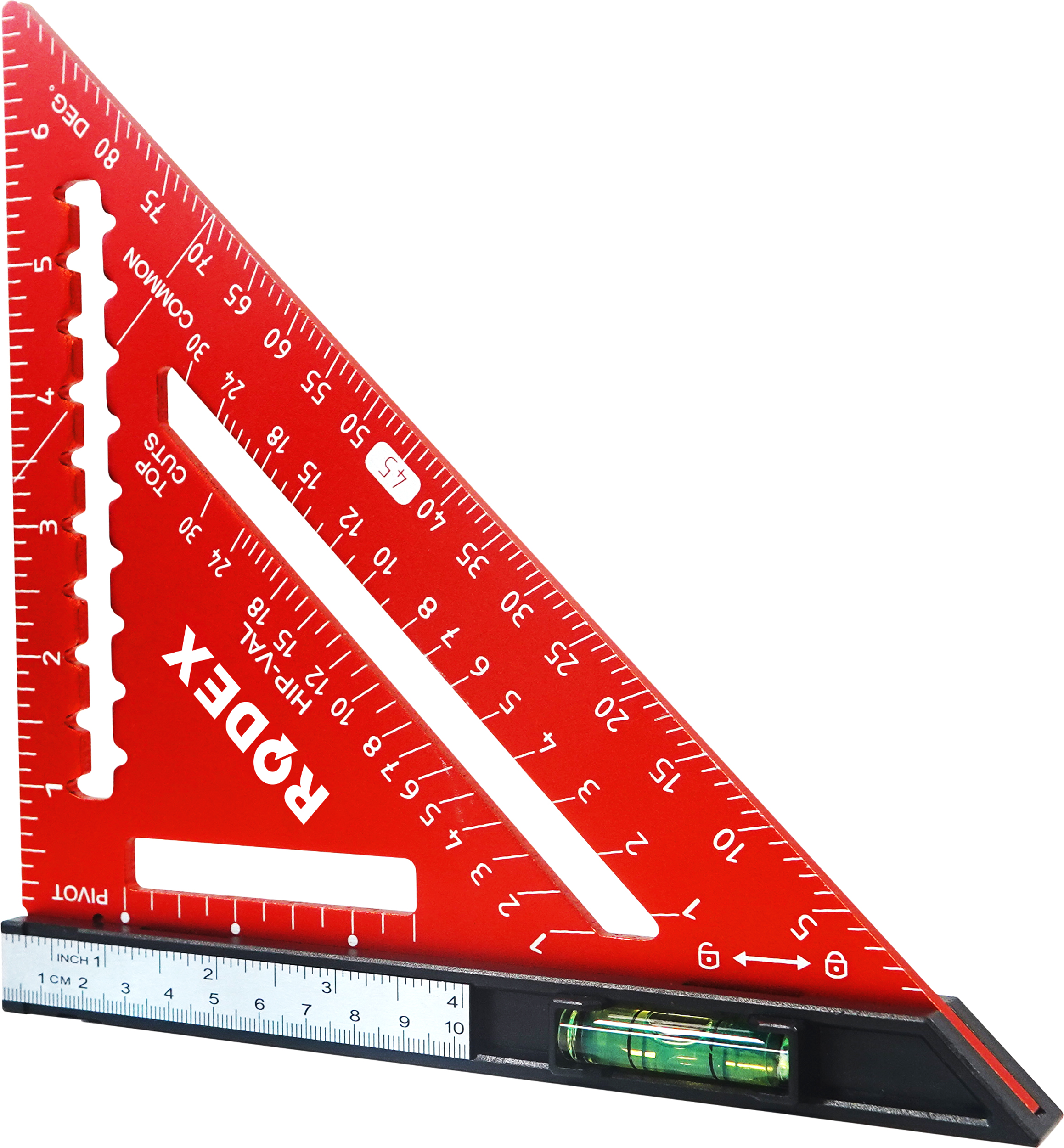 Rodex Alüminyum Üçgen Cetvel Ölçü : Yan Uzunluk: 184,2 mm / Kısa Yan Uzunluk: 175 mm