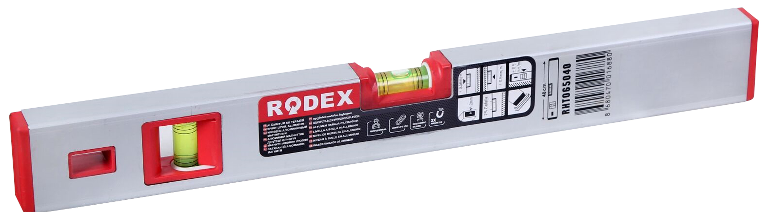 Rodex Mıknatıslı Alüminyum Su Terazisi Ölçü : 400 mm, Mıknatıslı