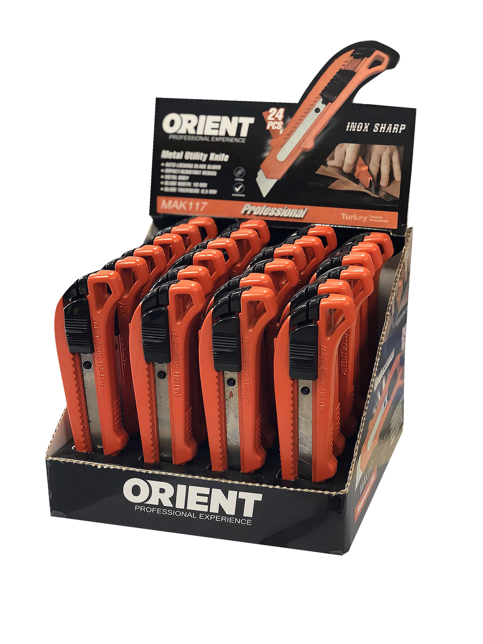 Orient Maket Bıçağı Yedeği 18mm Ölçü : 18 mm / 0.5 mm, Kutuda 100, Kolide 40 paket