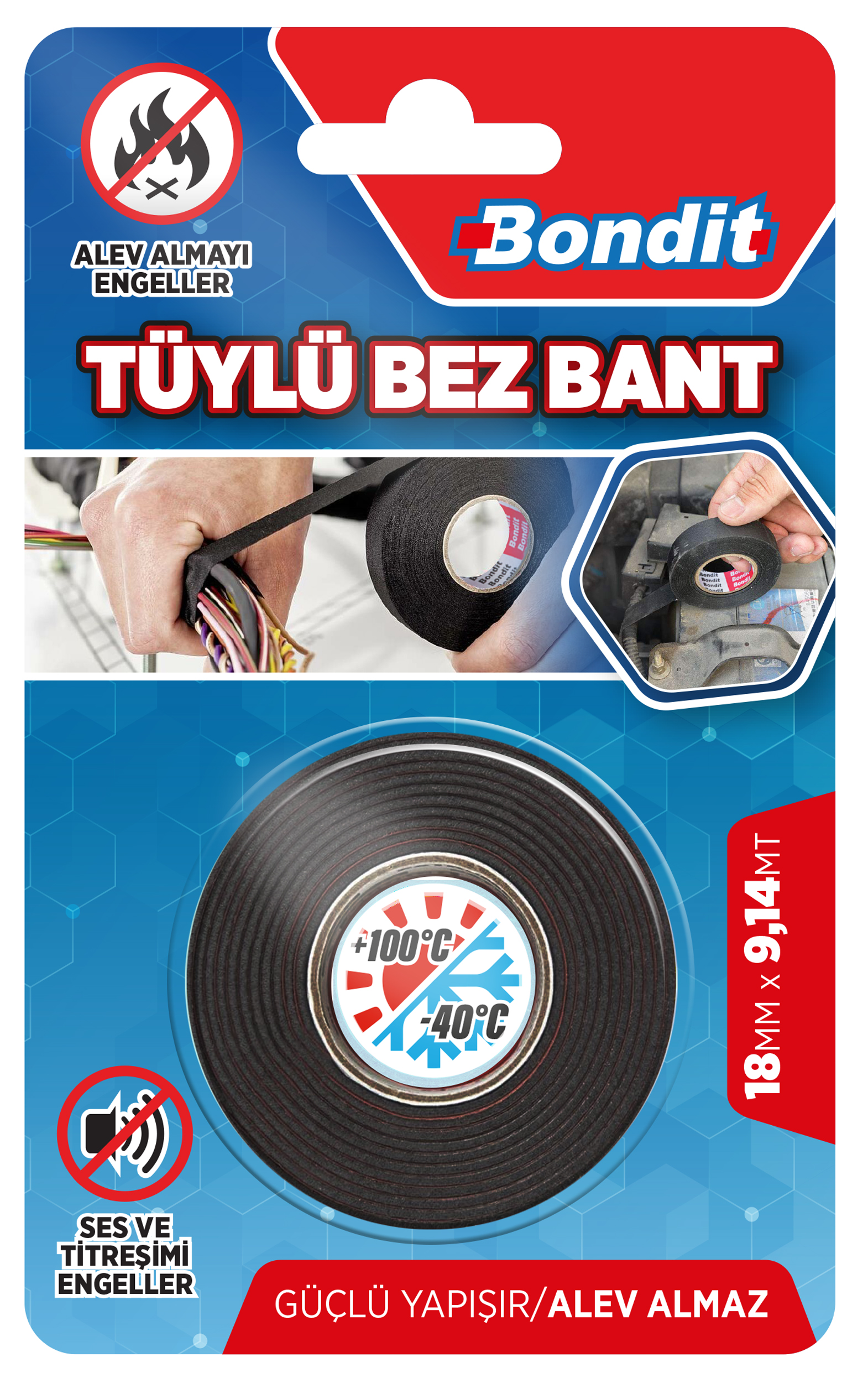 Bondit Tüylü Bez Bant Ölçü : 18 mm x 9.14 mt. Kutulu