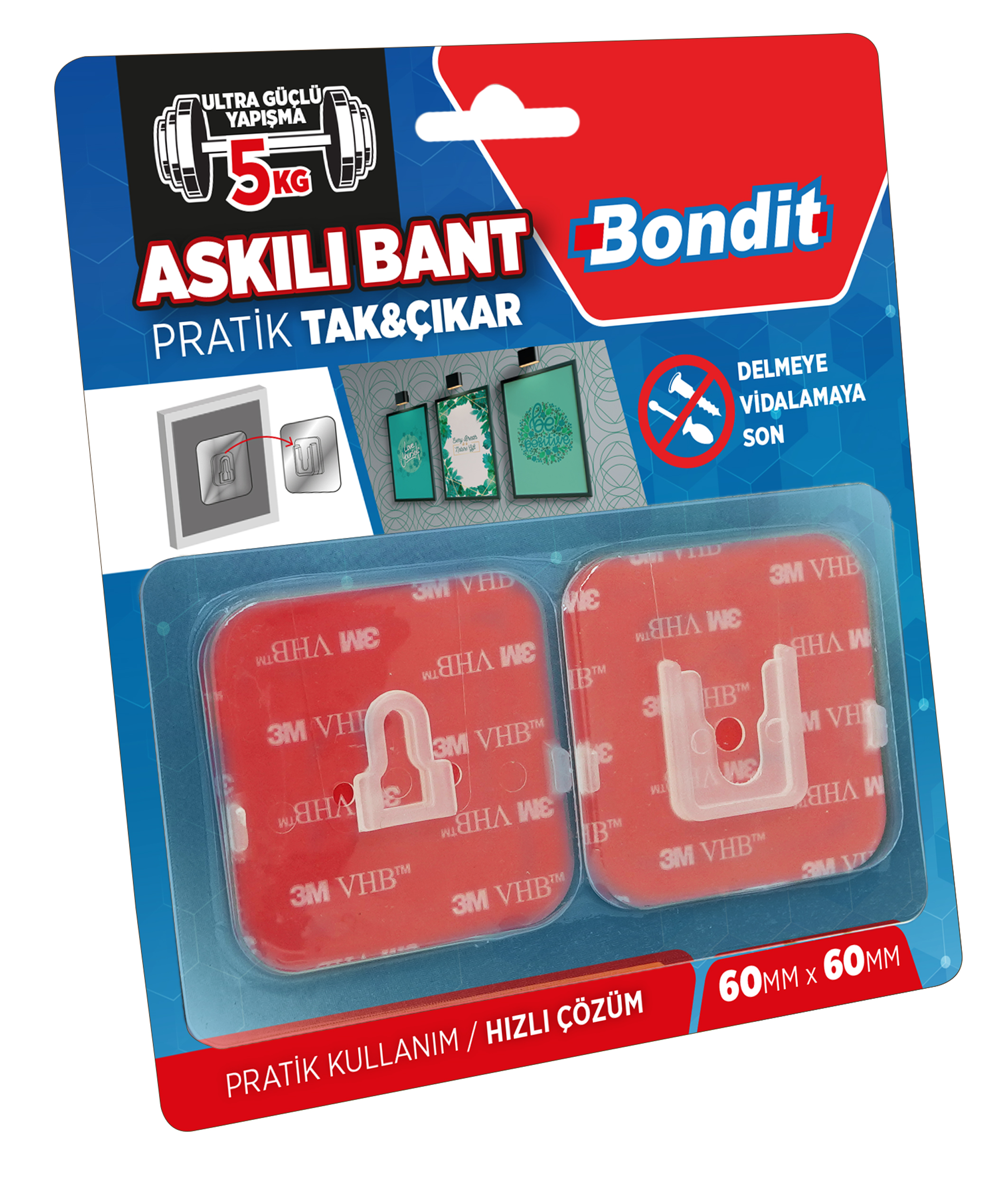 Bondit Askılı Bant (Pratik Tak-Çıkar) Ölçü : 60x60 ASKI TİP