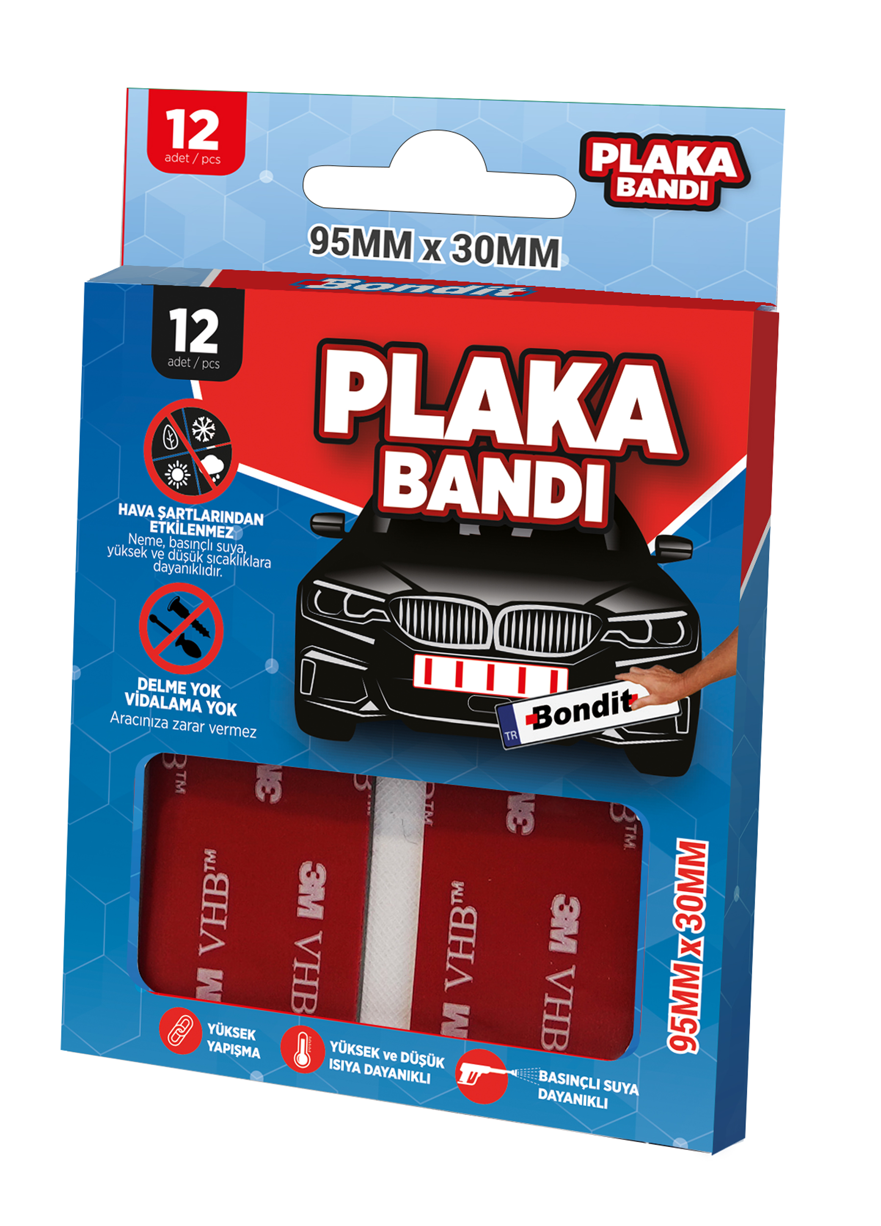 Bondit Plaka Yapıştırma Bantı Ölçü : 95 mm x 30 mm