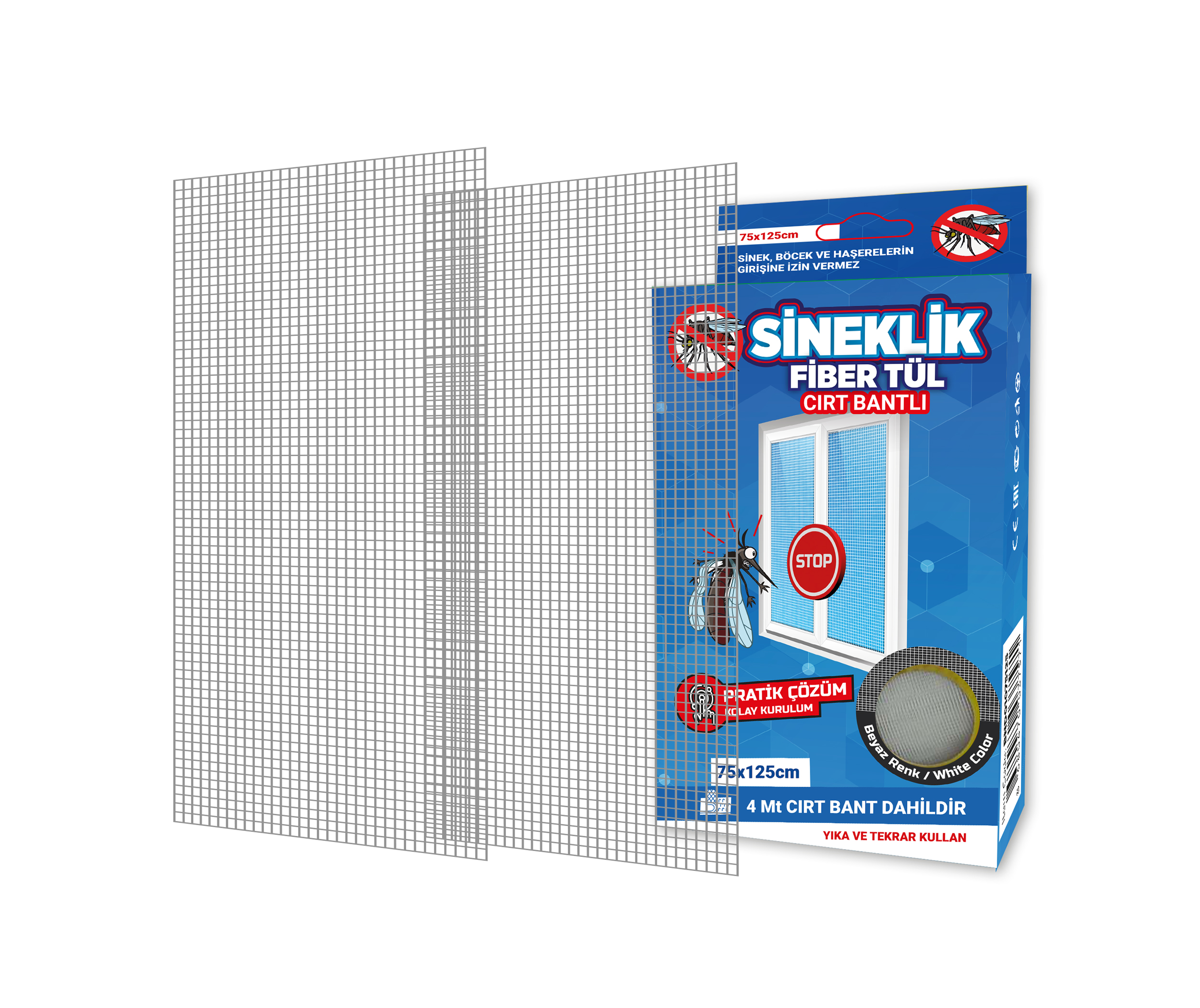 Bondit Sineklik Fiber Tül (CIRT Bantlı) Ölçü : 75x125cm