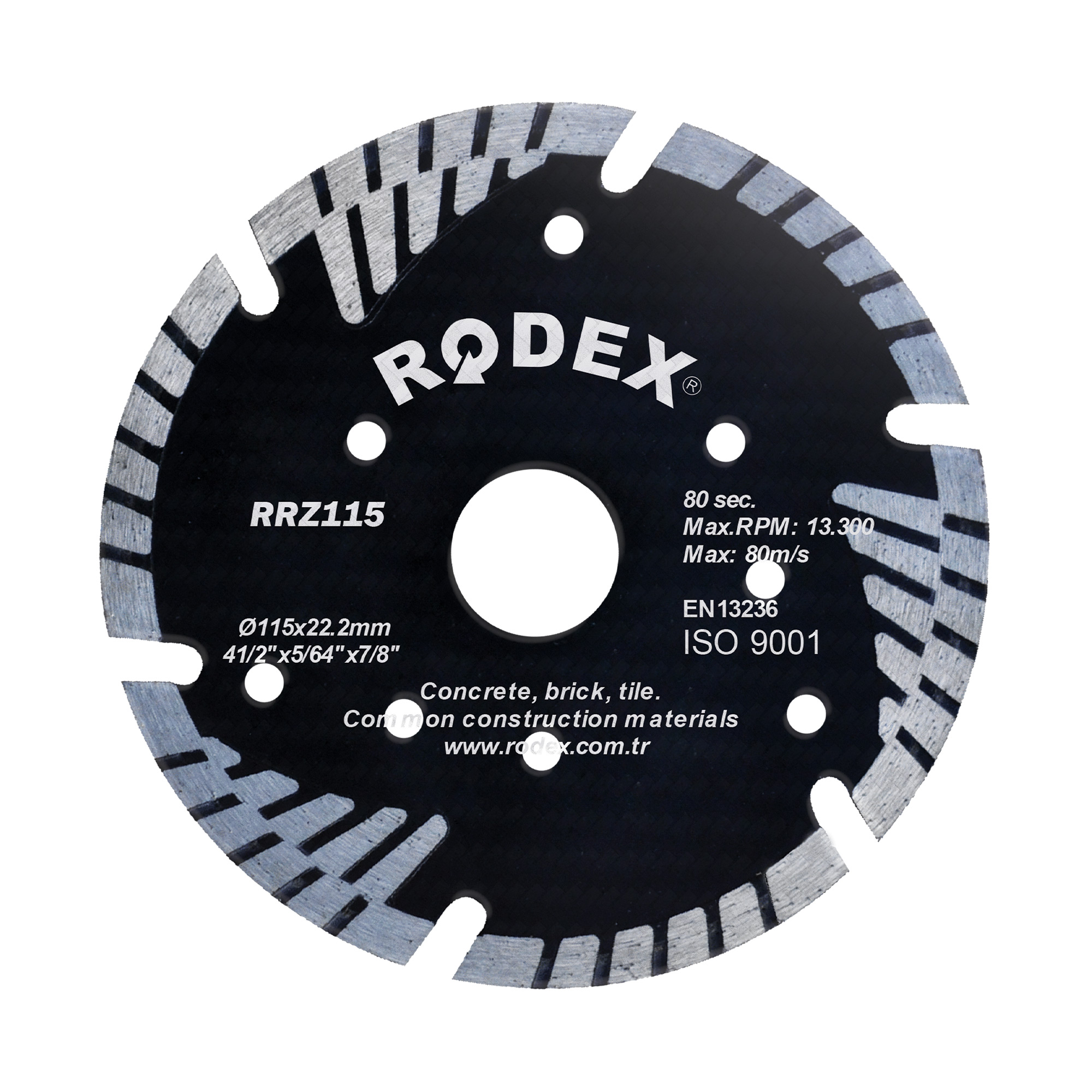 RRZ115 Turbo Elmas Kesme Diski (Uzatılmış Segment Tipli) Ölçü : 115 Çap : 20/22,23