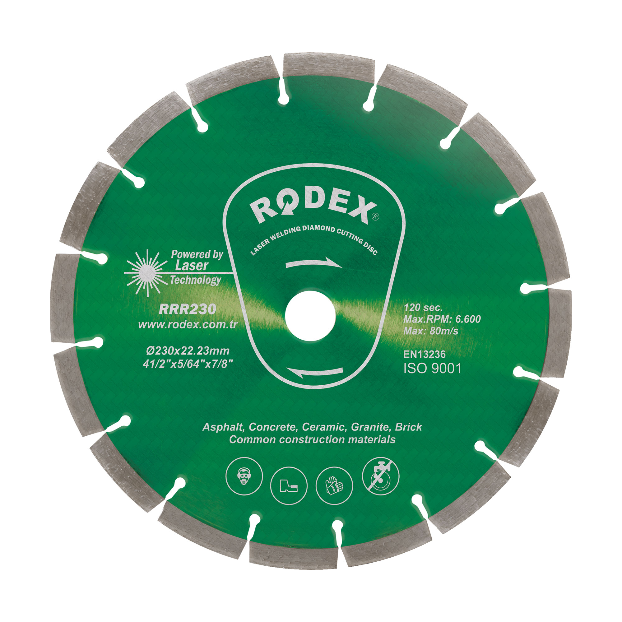 RRR230 Lazer Elmas Kesme Diski (Kaynaklı Elmas Segmentler) Ölçü : 230 Çap : 20/22,23