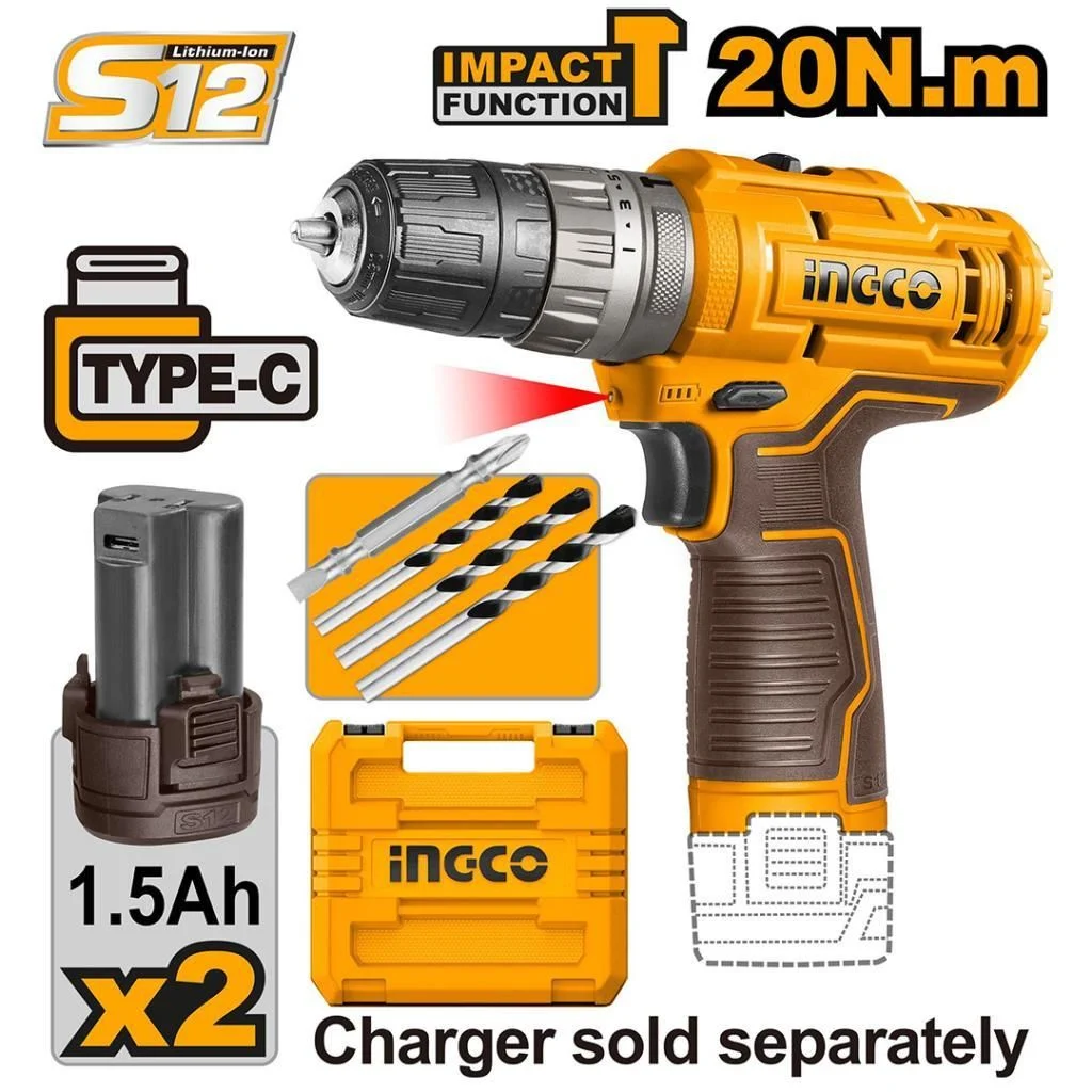 ING CIDLI12202E Darbeli Akülü Vidalama 10mm 12V Li-ion 1.5Ah