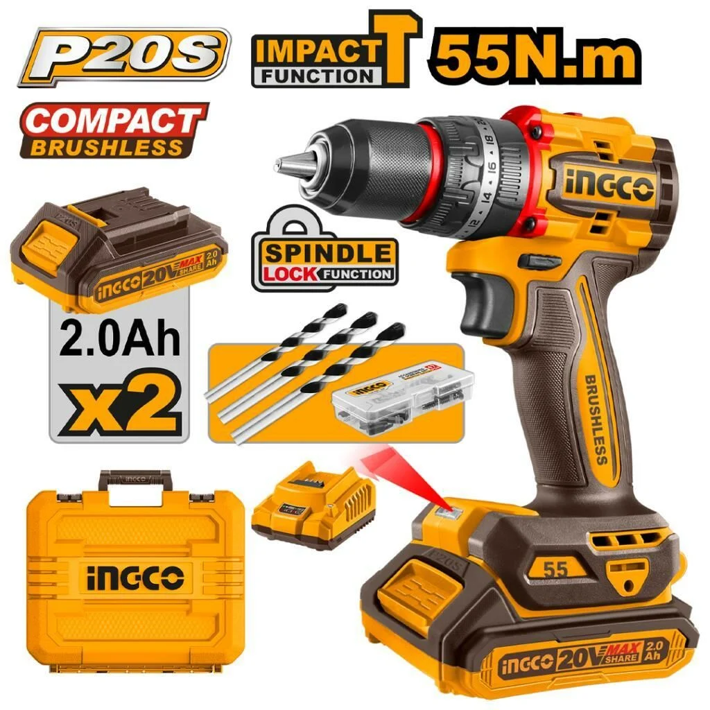 ING CIDLI20558e Kömürsüz Akülü Darbeli Matkap 13mm 20V Li-ion 2.0Ah