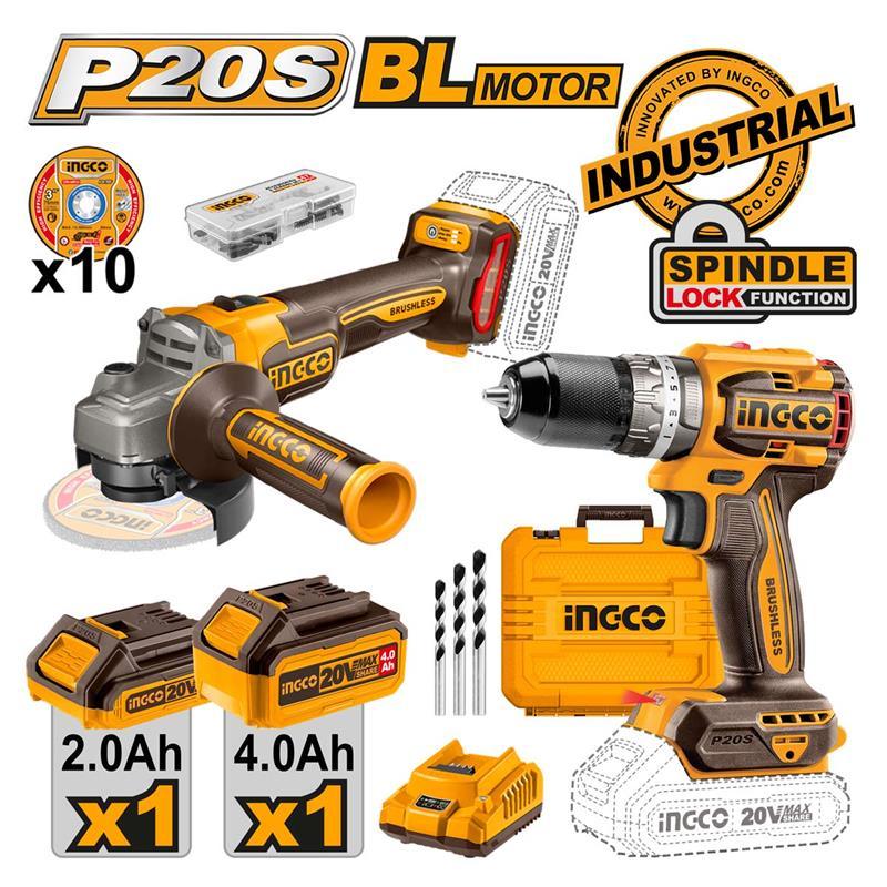 ING CKLI20273E Kömürsüz Akülü 2’ Li Kombo Set Matkap ve Avuç Taşlama 20V Li-ion 2.0/