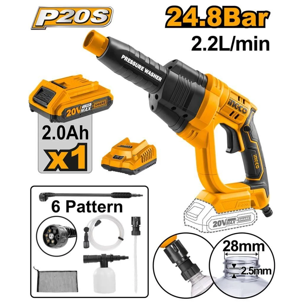ING CPWLI20082 Akülü Araç Yıkama 20V Li-ion 2.0Ah