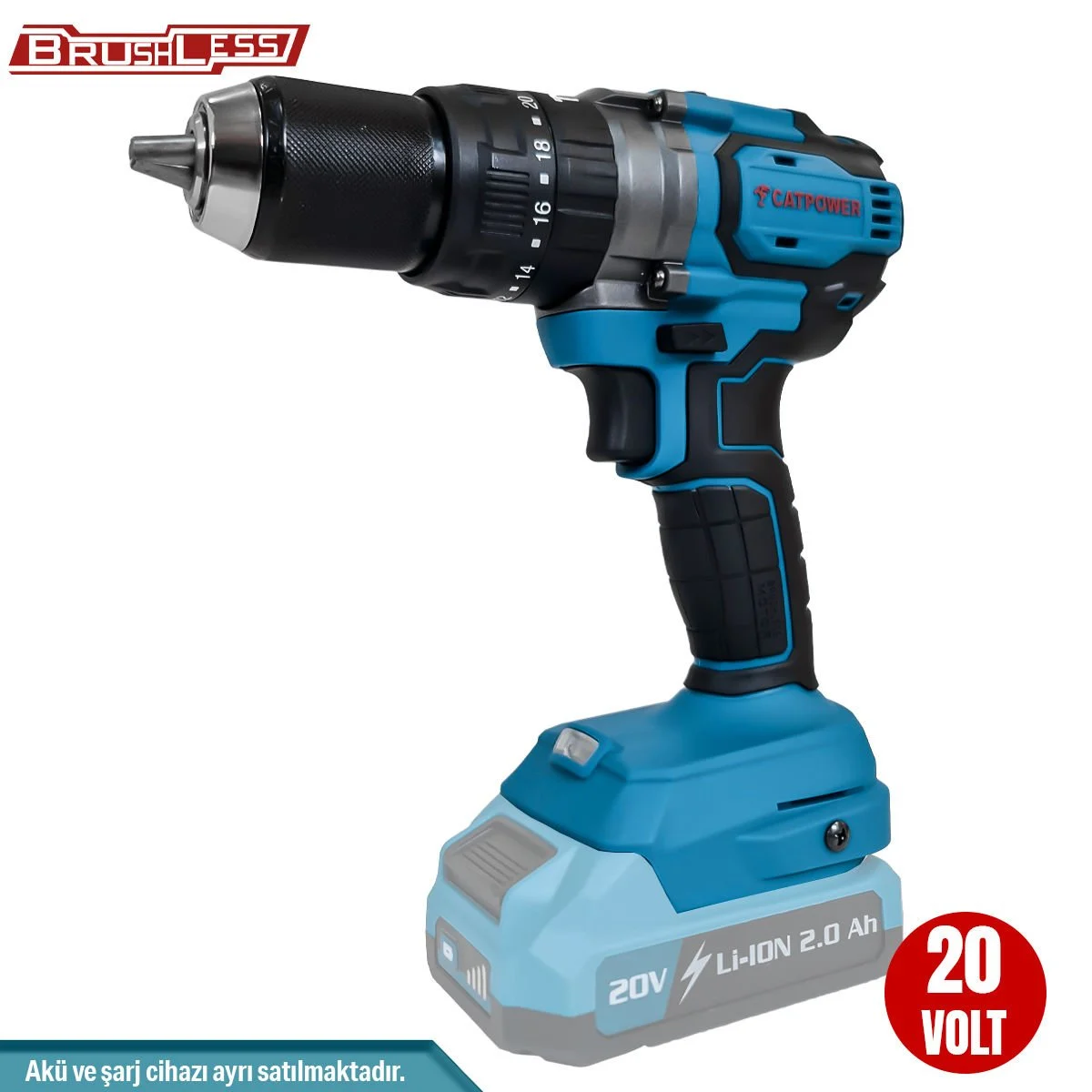 CATPOWER 4212 AKÜLÜ DARBELİ VİDALAMA Li-ion 70NM KÖMÜRSÜZ 13 MM 20V 2.0 Ah