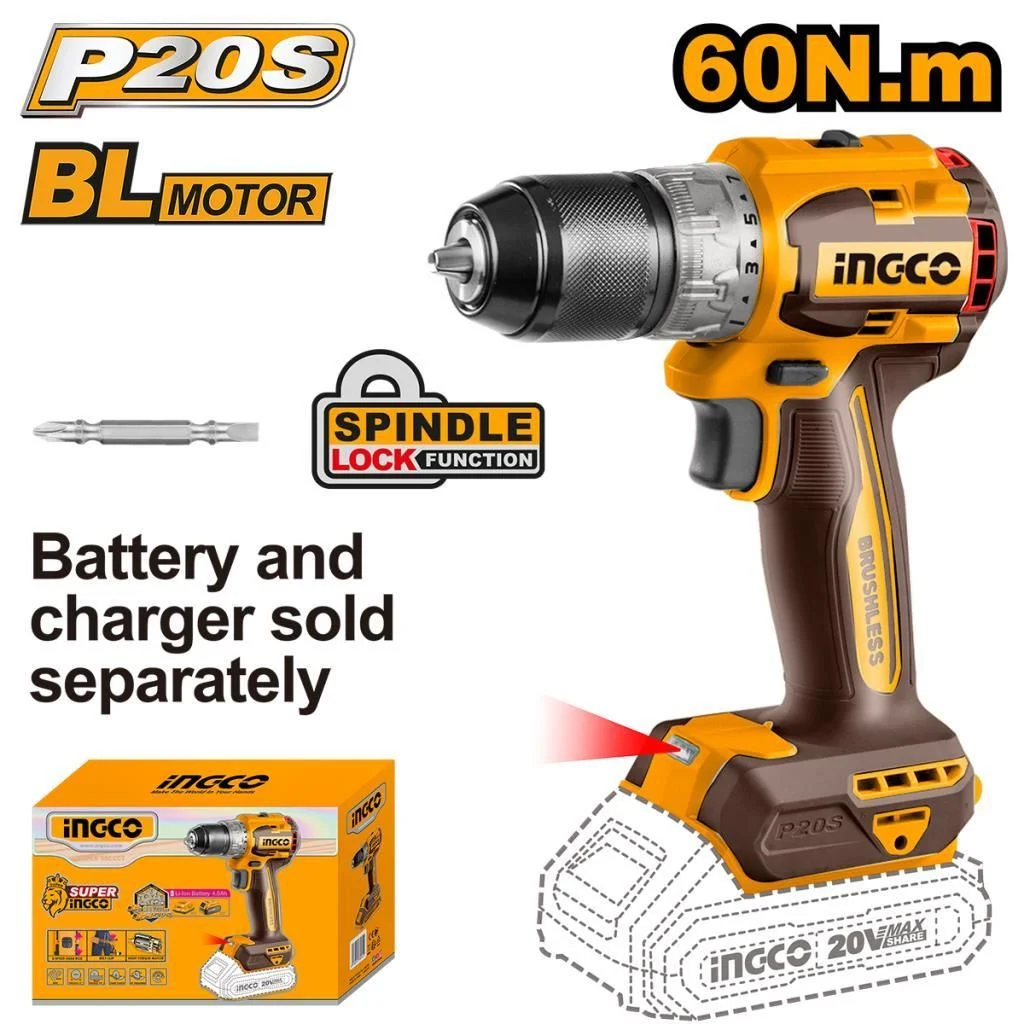 INGCO CDLI206021 Kömürsüz Akülü Darbesiz Vidalama 60Nm Tork